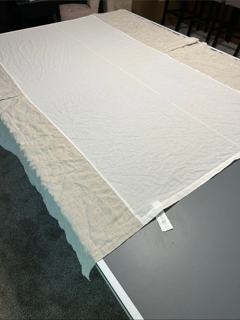 Pottery Barn Twin Belgian Flax 100% Linen Bed Skirt Cotton Decking NEW
